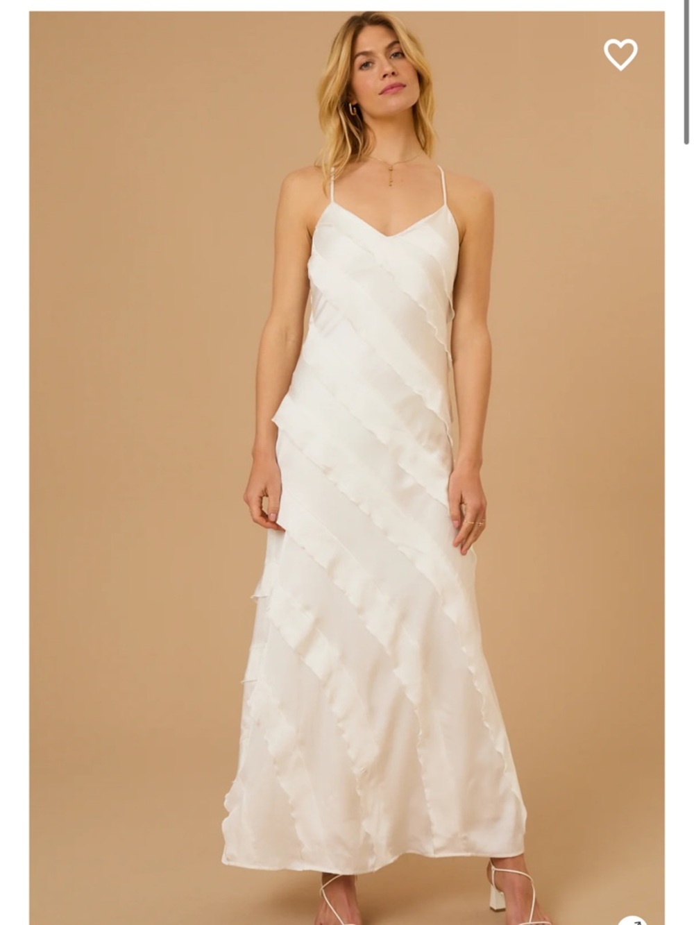 Altar'd State Ivory Satin Tiered Slip Maxi
